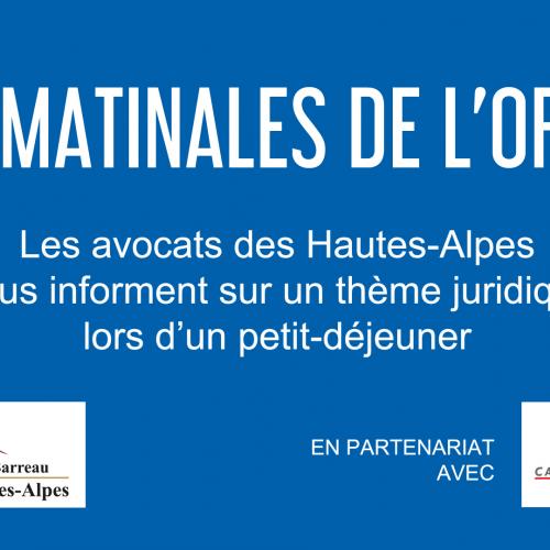 Participez aux Matinales de l'Ordre des Avocats !